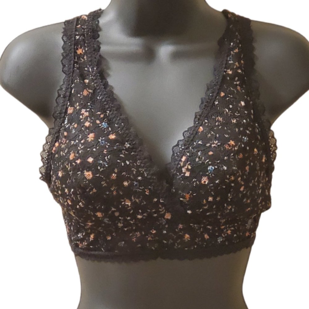 Maurices Black Floral Lace Bralette size Small